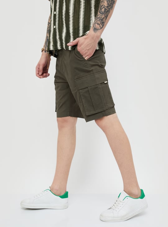 Jack&Jordan best dark DARK GREEN denim lycra men cargo shorts