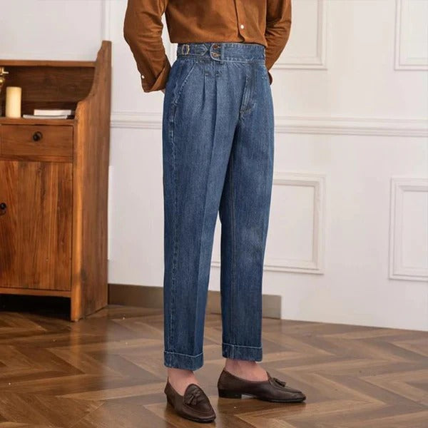Jack&Jordan Dark Blue Premium Denim Italian Pattern Gurkha Pant.