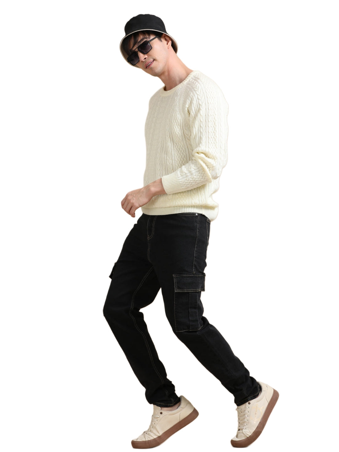 Jack&Jordan best quality ultra black denim men cargo