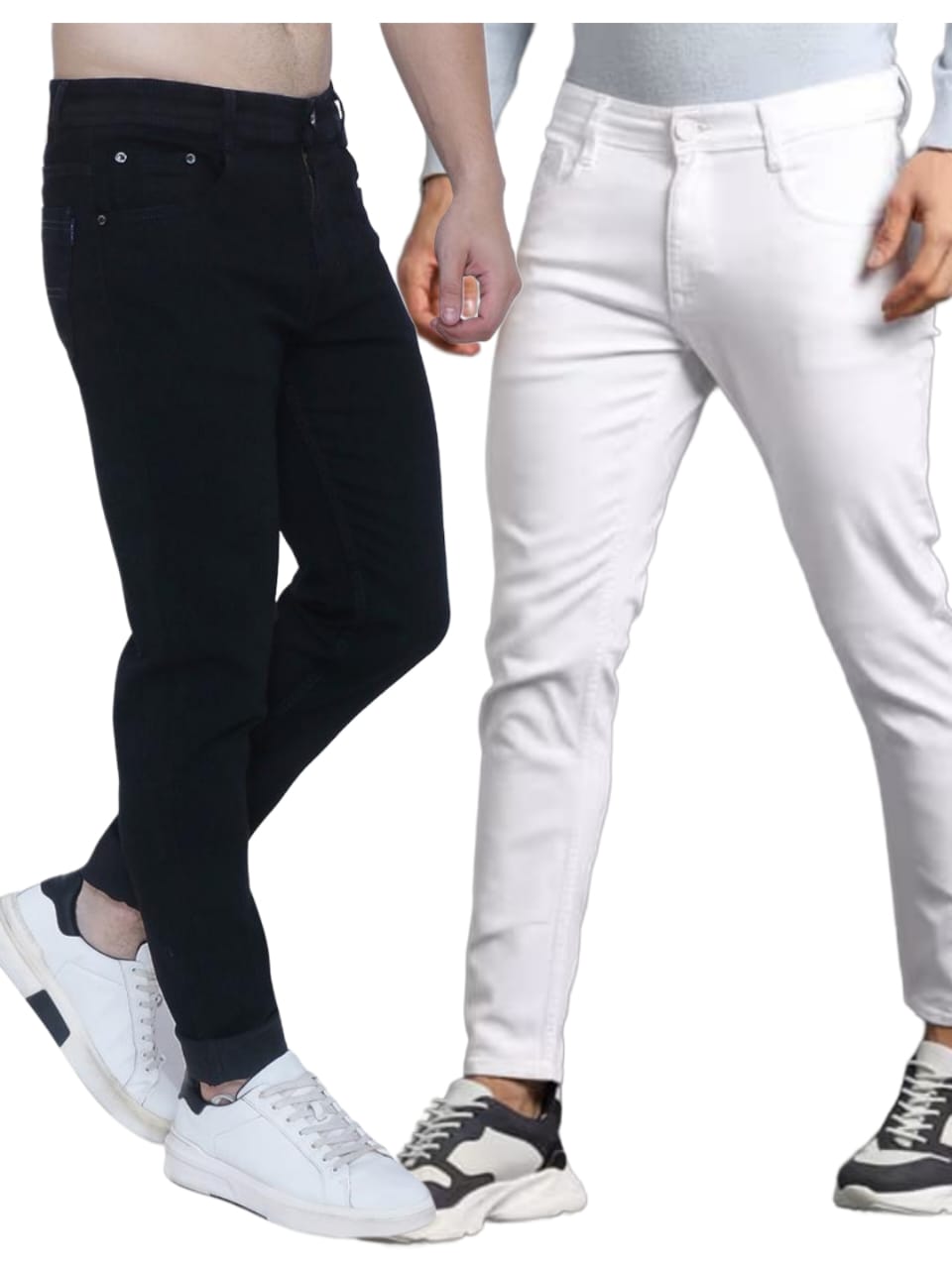 Jack&Jordan Black jeans and White men jeans combo set of