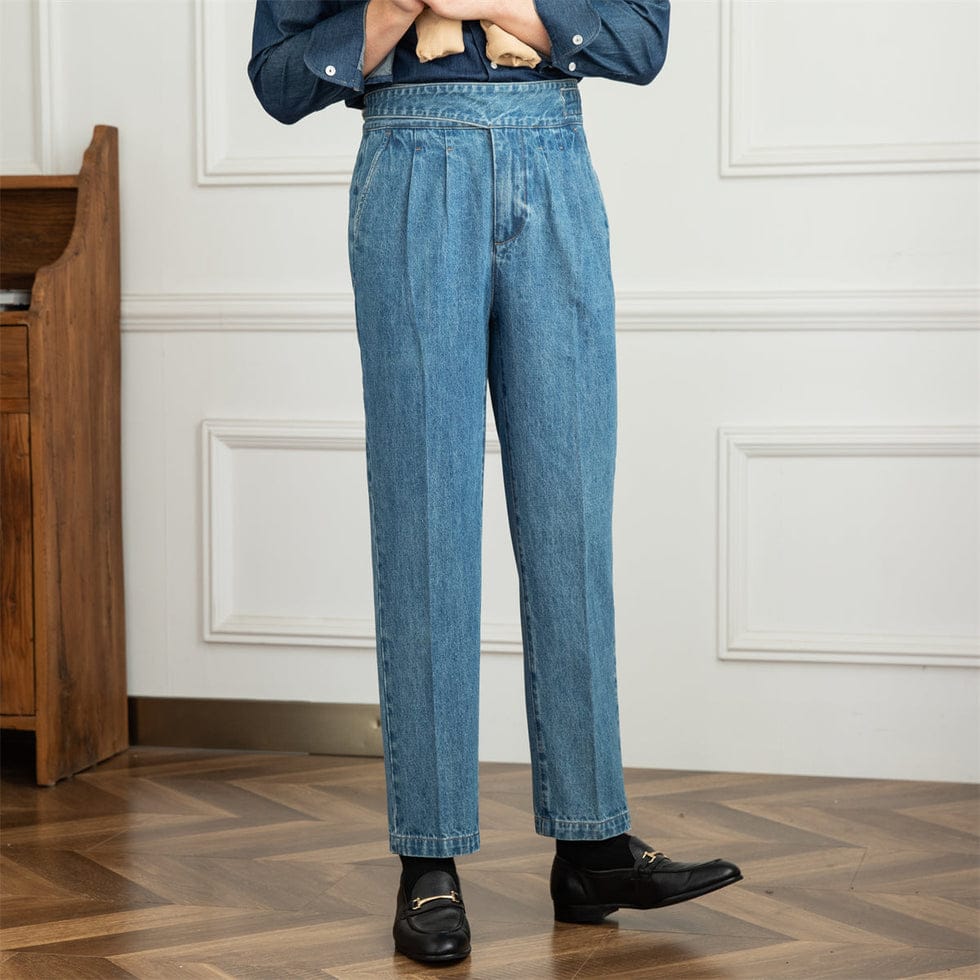 Jack&Jordan Light Blue Premium Denim Italian Pattern Gurkha Pant.