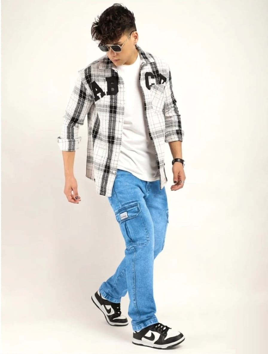 Jack&Jordan SKY Blue denim cargo for men