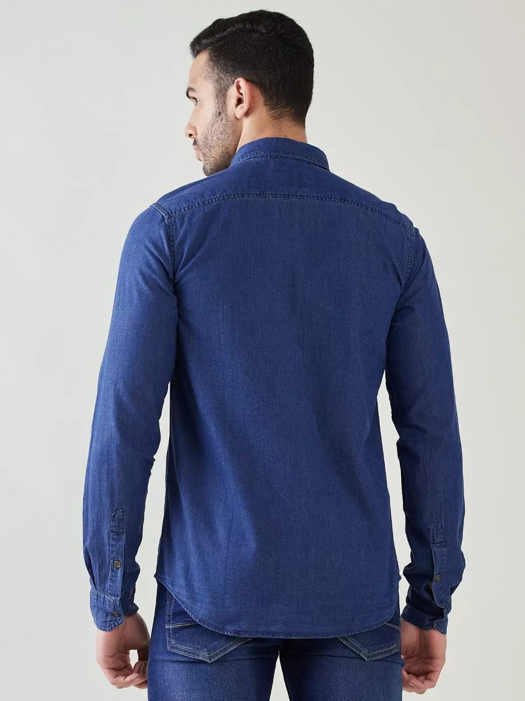 jack&Jordan best Dark blue Denim men shirt