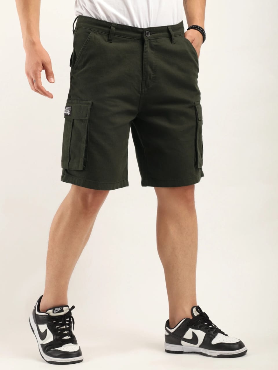Jack&Jordan best dark green denim lycra men cargo shorts
