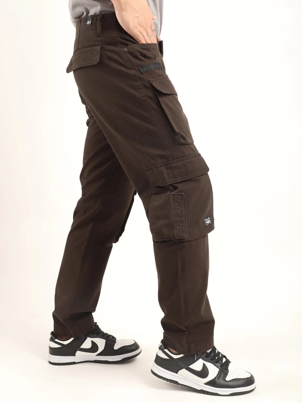Jack&Jordan men dark Broun 6 pocket denim cargo