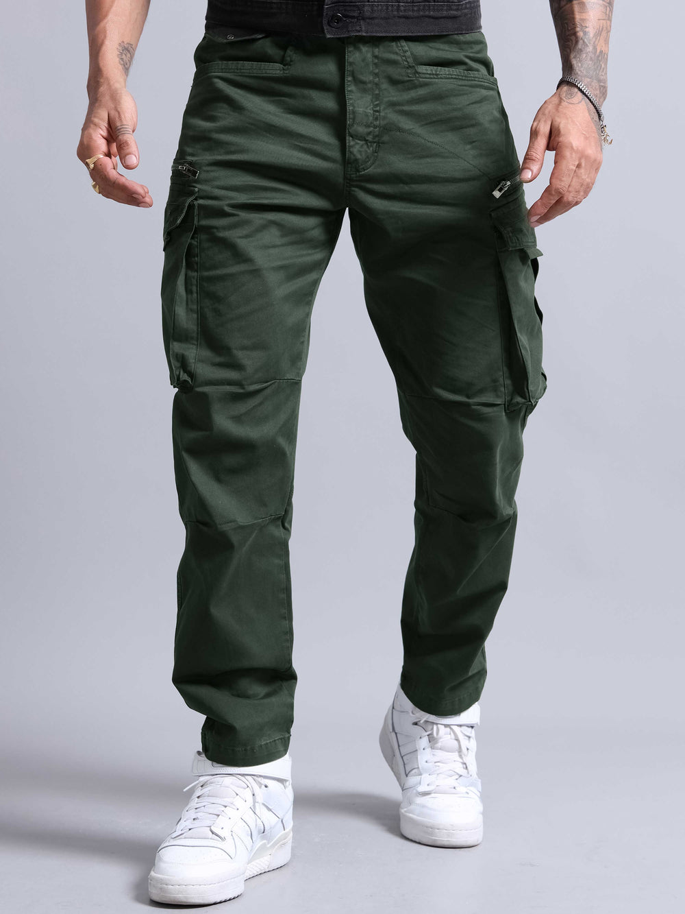 Jack&jordan cotton olive green men cargo