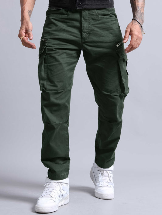 Jack&jordan cotton olive green men cargo