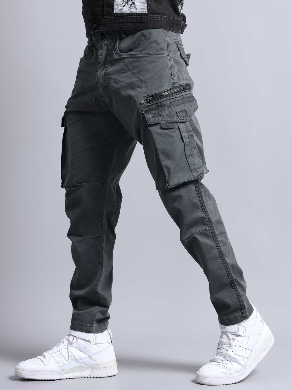 Jack&Jordan cotton dark grey men cargo