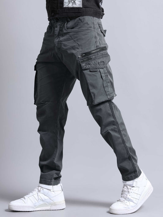 Jack&Jordan cotton dark grey men cargo