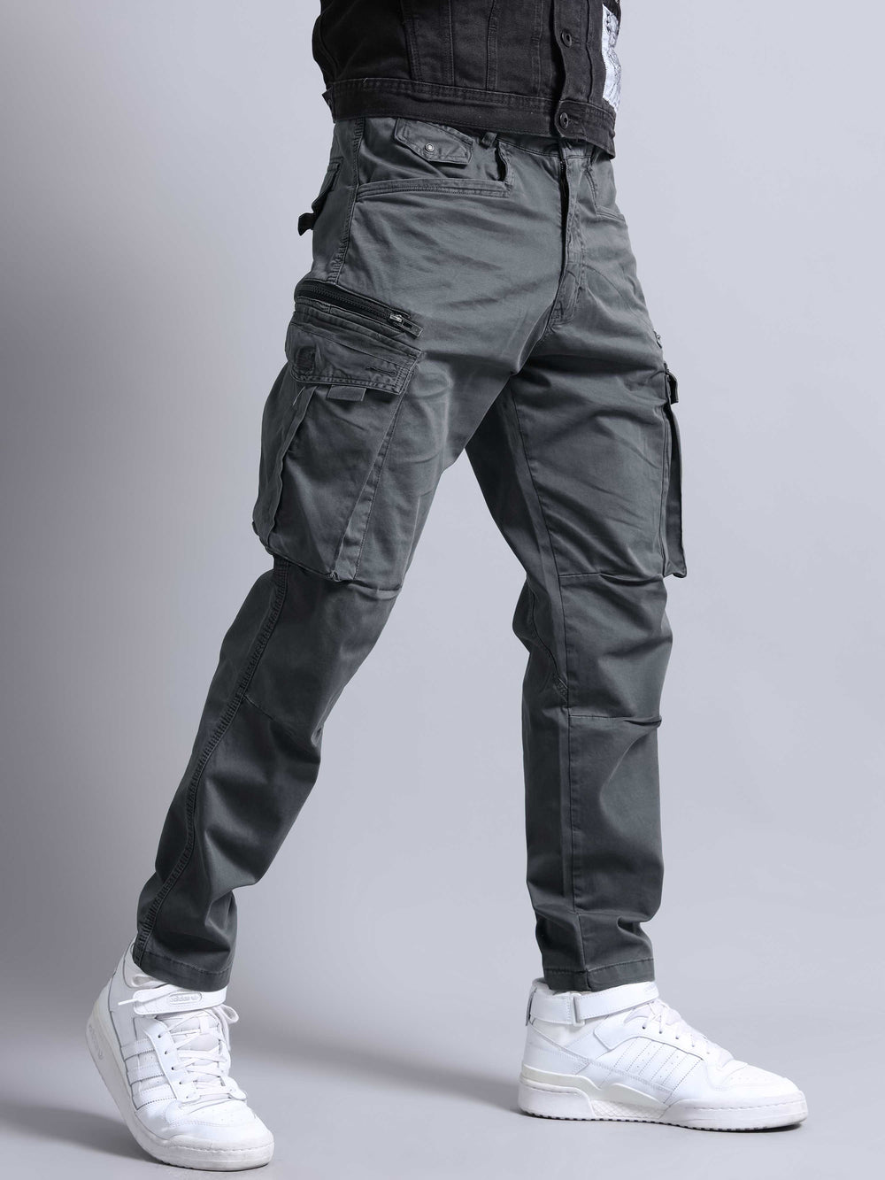 Jack&Jordan cotton dark grey men cargo