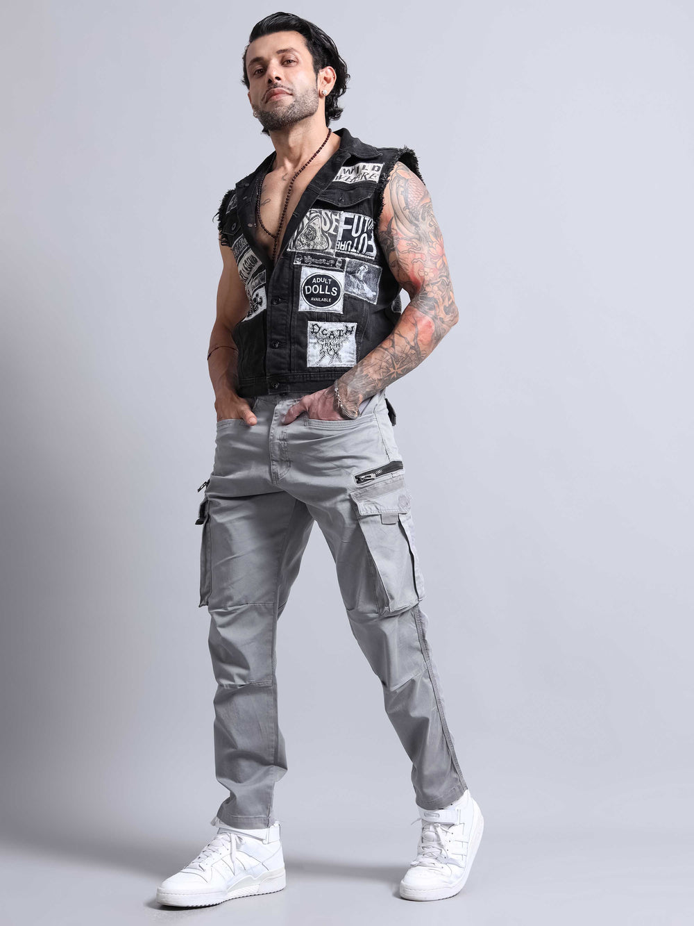 Jack&Jordan cotton light grey men cargo