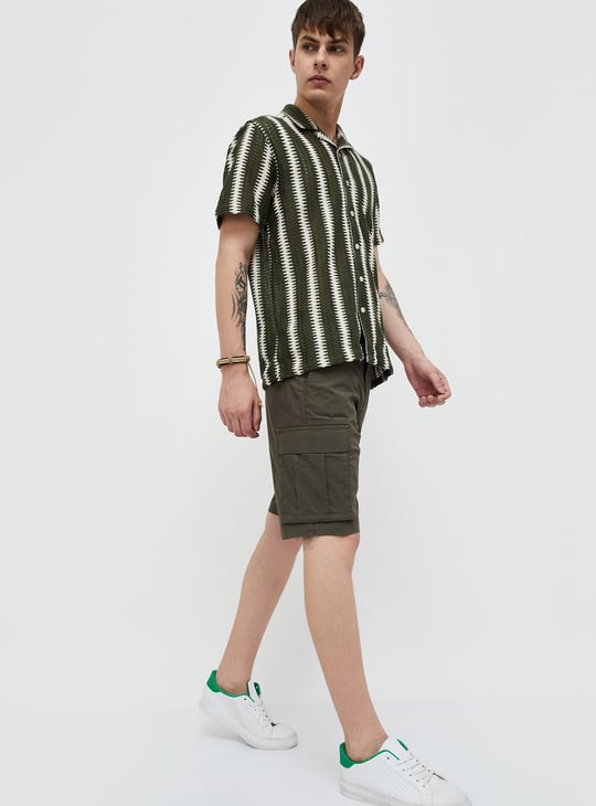 Jack&Jordan best dark DARK GREEN denim lycra men cargo shorts