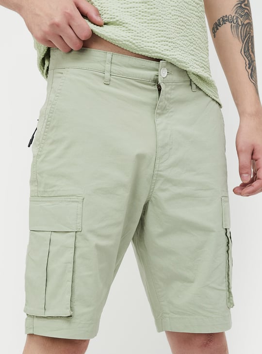 Jack&Jordan best olive green denim lycra men cargo shorts