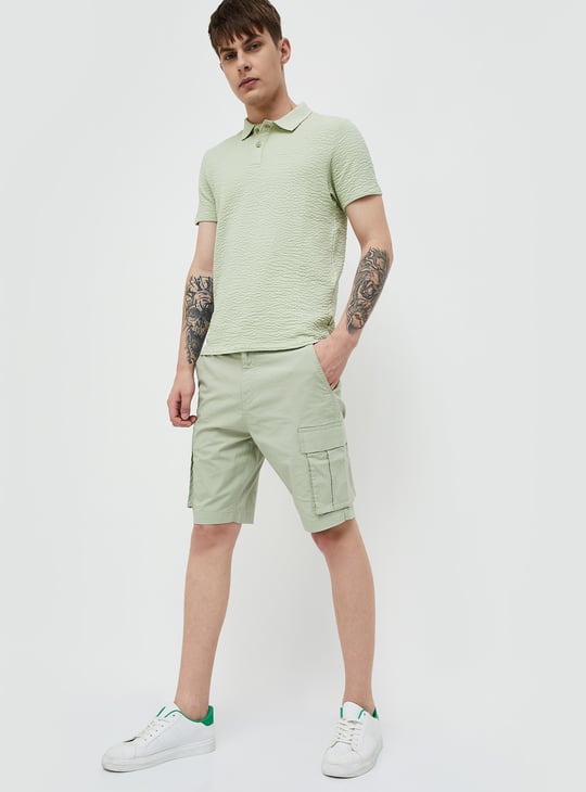 Jack&Jordan best olive green denim lycra men cargo shorts