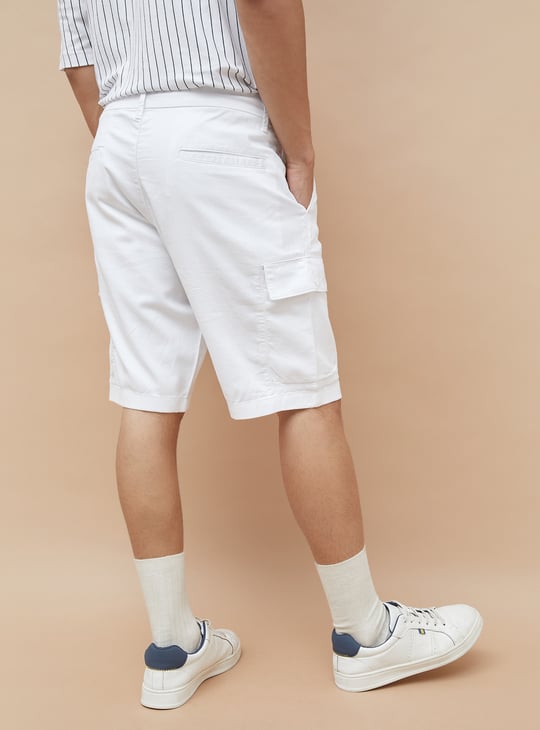 Jack&Jordan fully stretchable white cargo shorts for men
