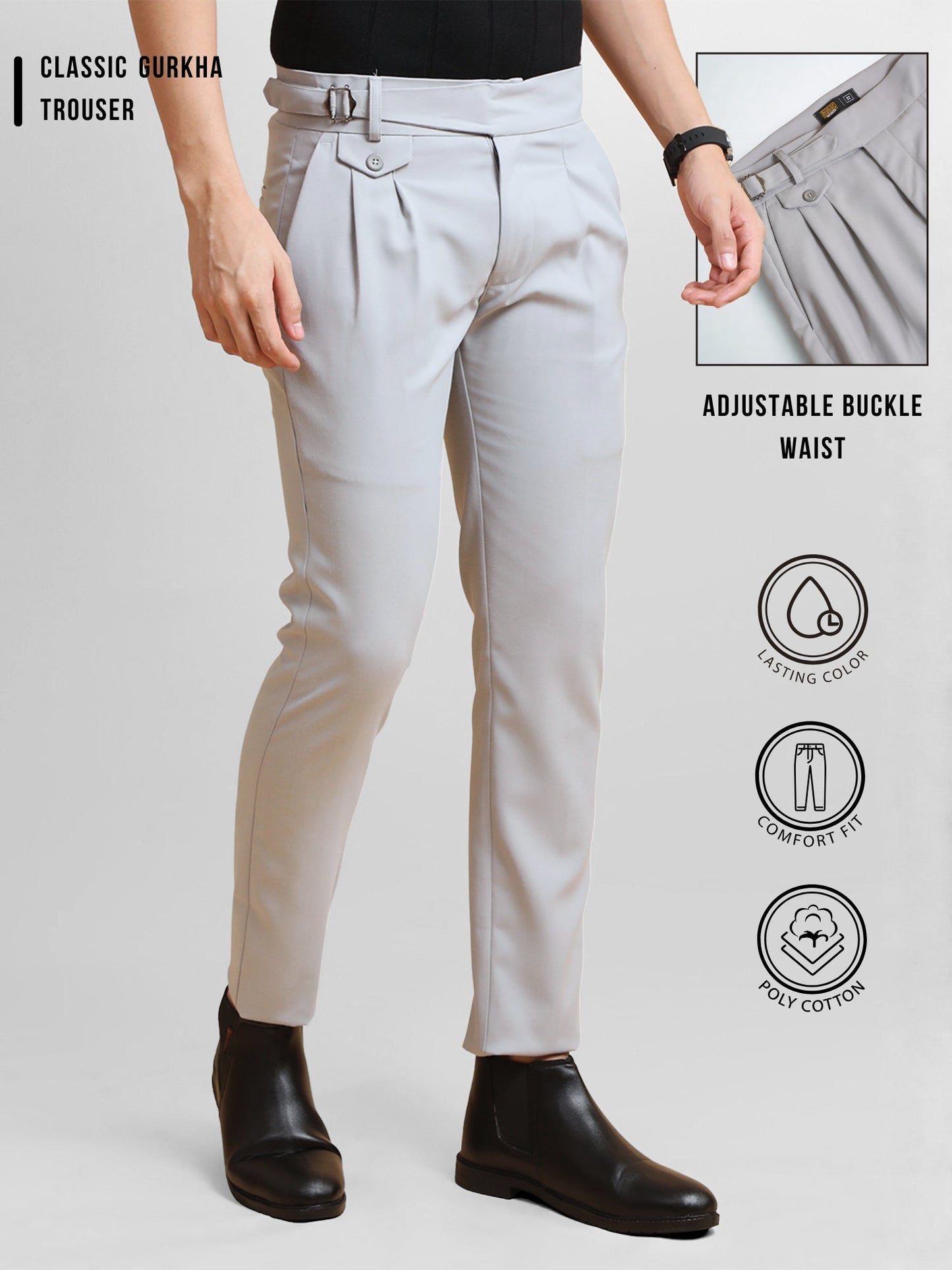 Jack&Jordan Grey Premium Italian Pattern Cotton Gurkha Pant.