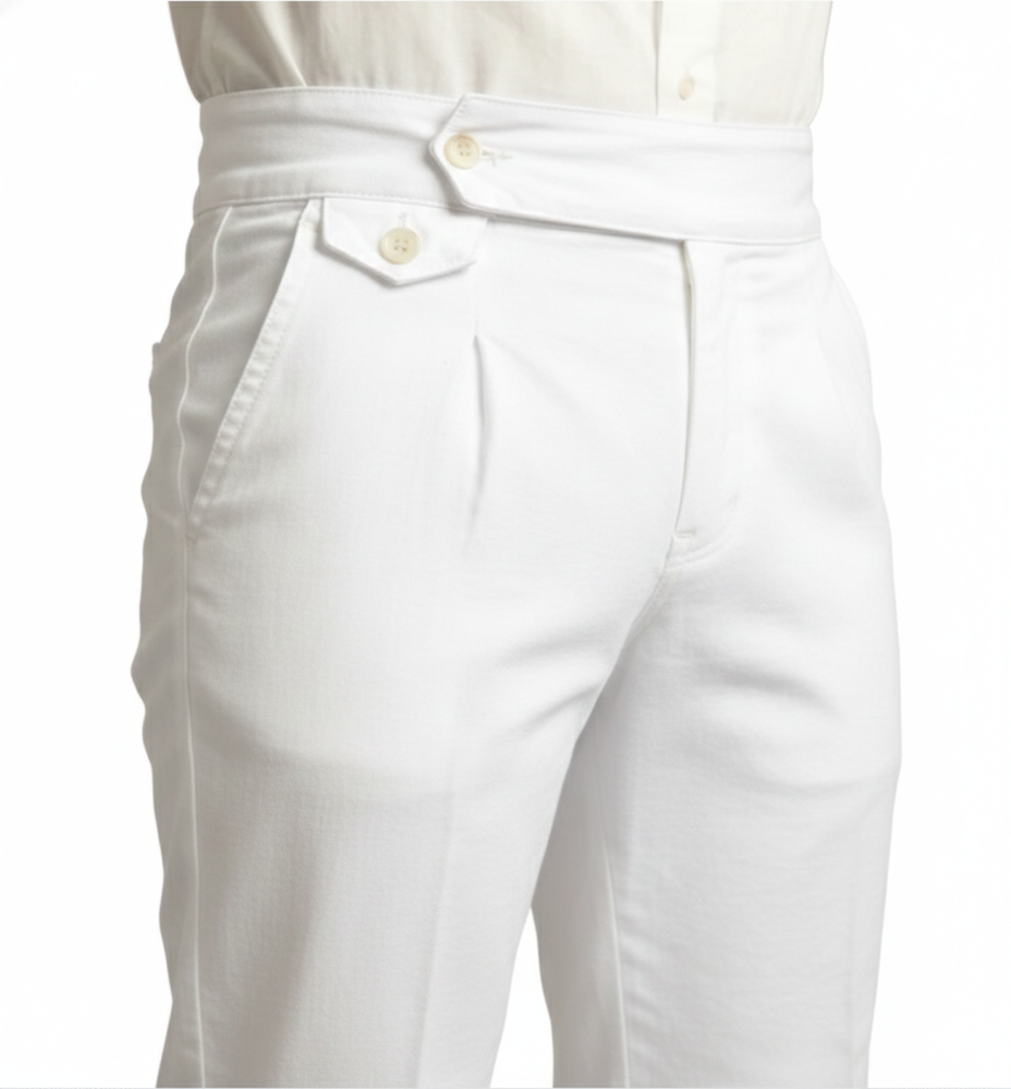 Jack&Jordan pure White Premium cotton Boot-Cut Italian Pattern Gurkha Pant.