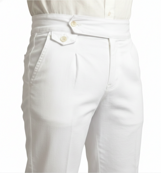 Jack&Jordan pure White Premium cotton Boot-Cut Italian Pattern Gurkha Pant.
