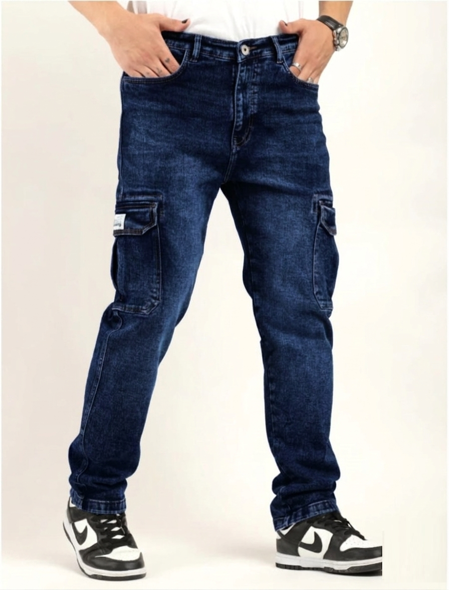 Jack&Jordan Ultra Dark blue denim cargo for men