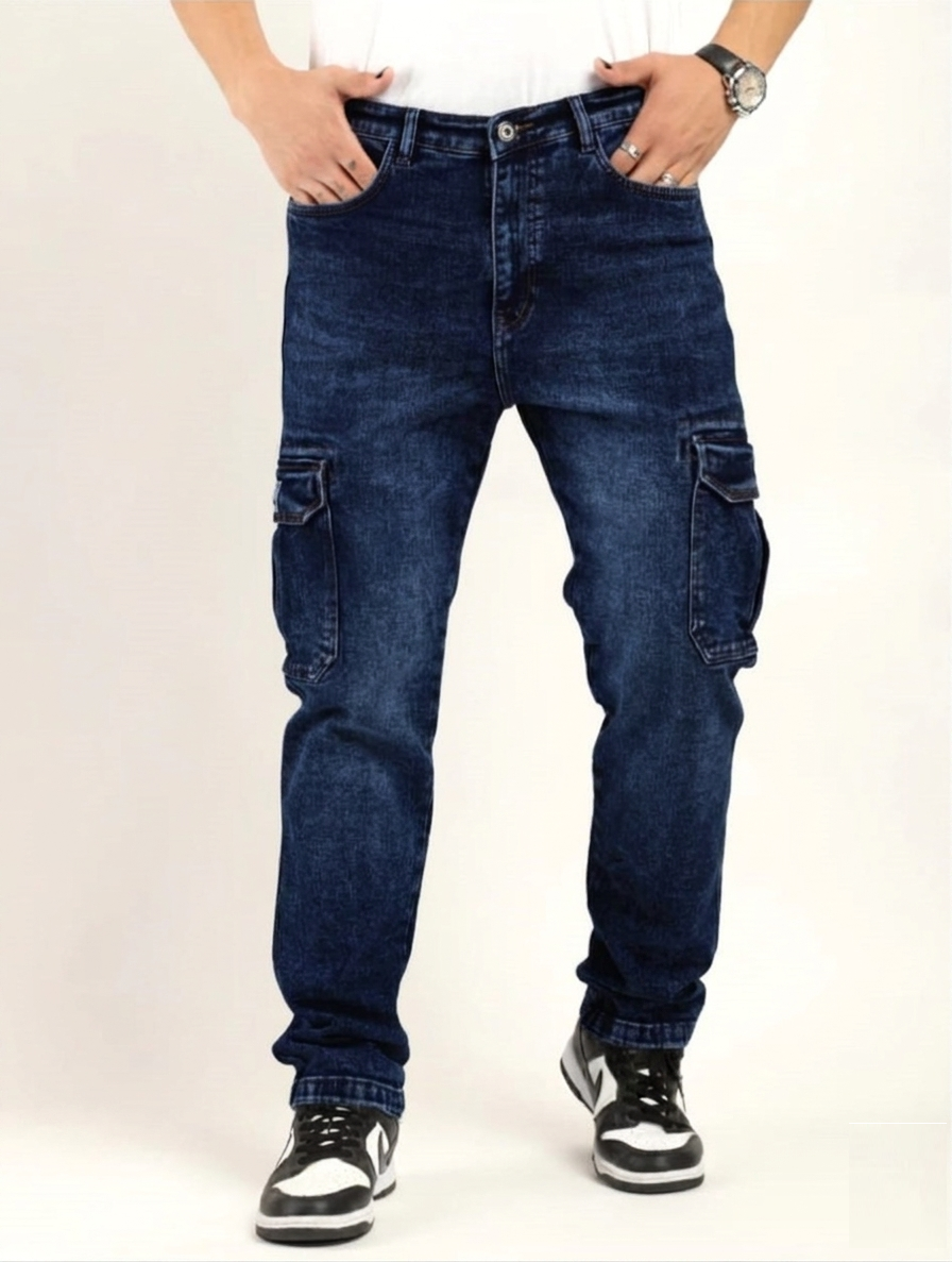 Jack&Jordan best Ultra Dark Blue men denim cargo