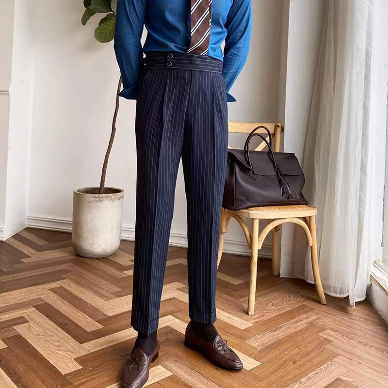 Jack&Jordan Signature pinstripe Dark Navy Blue Premium Italian Pattern Cotton Gurkha Trouser