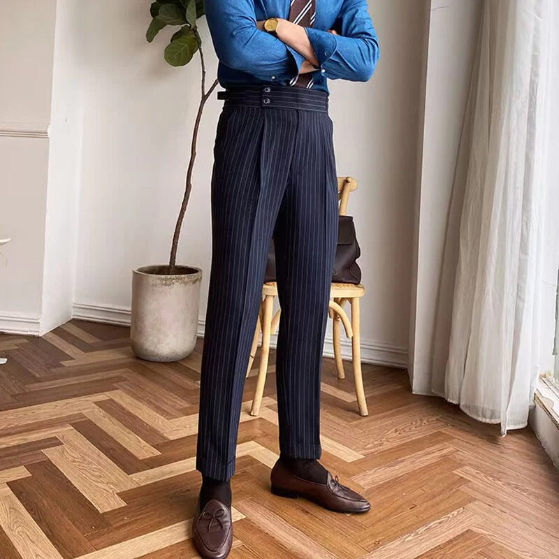 Jack&Jordan Signature pinstripe Dark Navy Blue Premium Italian Pattern Cotton Gurkha Trouser