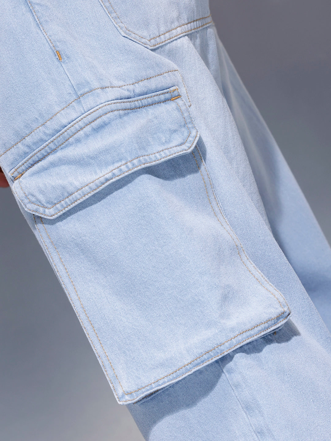 Jack&Jordan sky blue stretchable denim cargo for men
