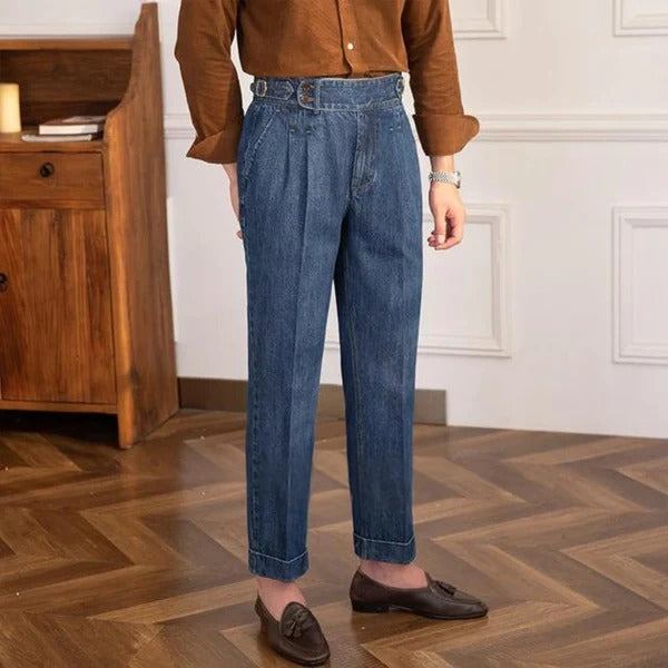 Jack&Jordan Dark Blue Premium Denim Italian Pattern Gurkha Pant.