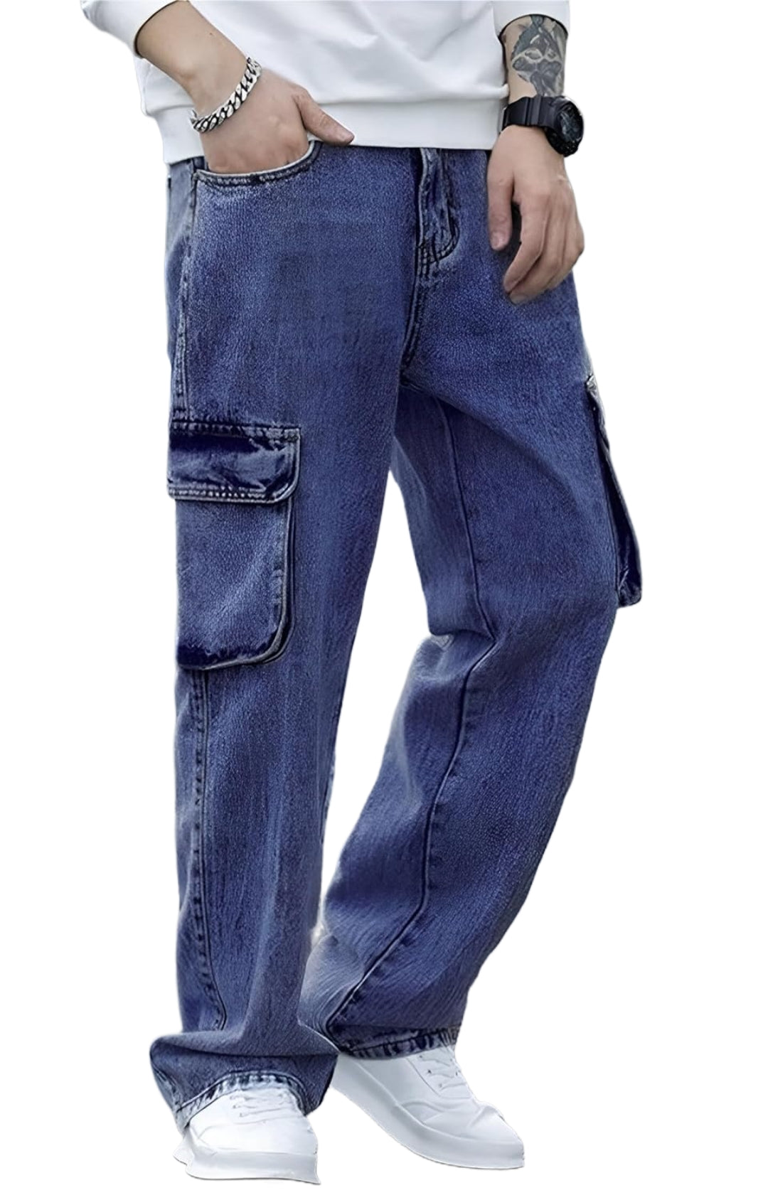 Jack&Jordan beggy fit blue denim for men .