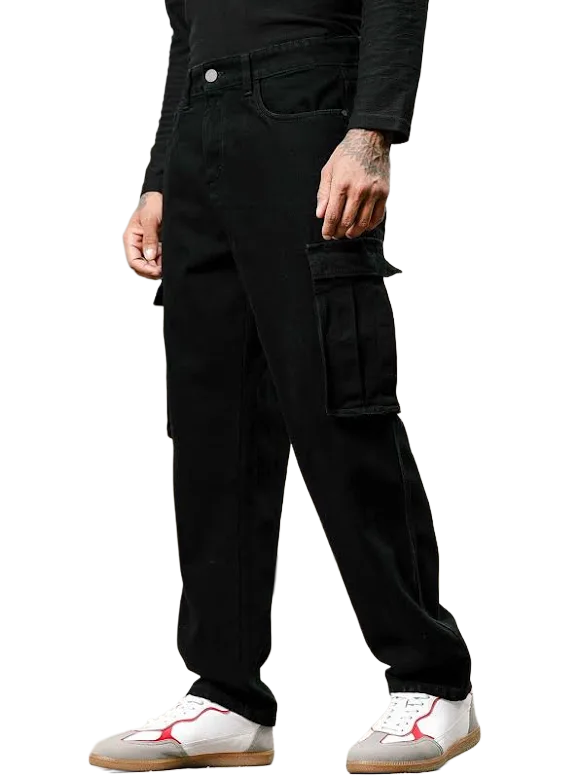 Jack&Jordan z- black ( BUY 1 GET- 1 FREE )   denim cargo for men