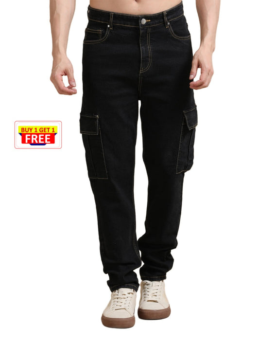Jack&Jordan best quality ultra Black ( BUY 1 GET 1 FREE SET OF 2 ) men cargo