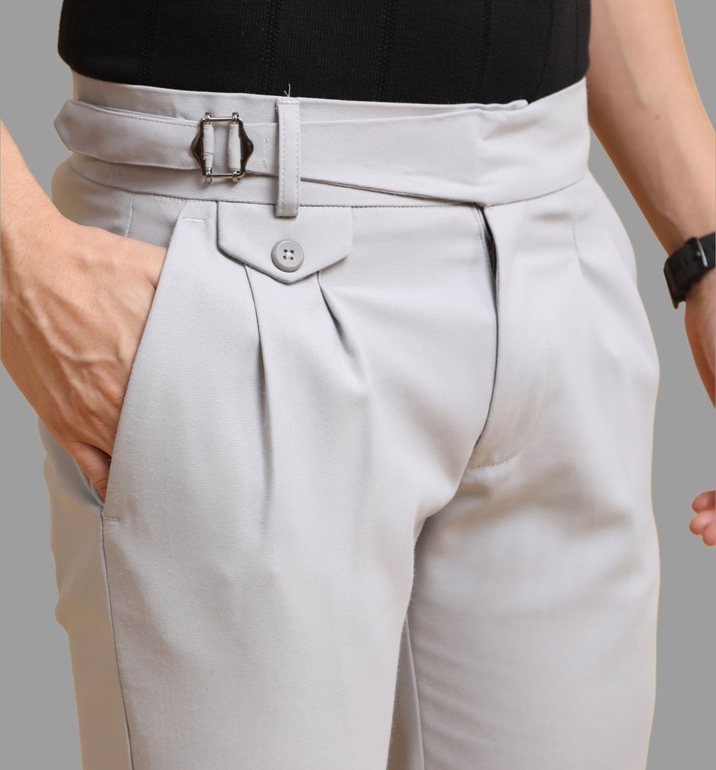 Jack&Jordan Grey Premium Italian Pattern Cotton Gurkha Pant.