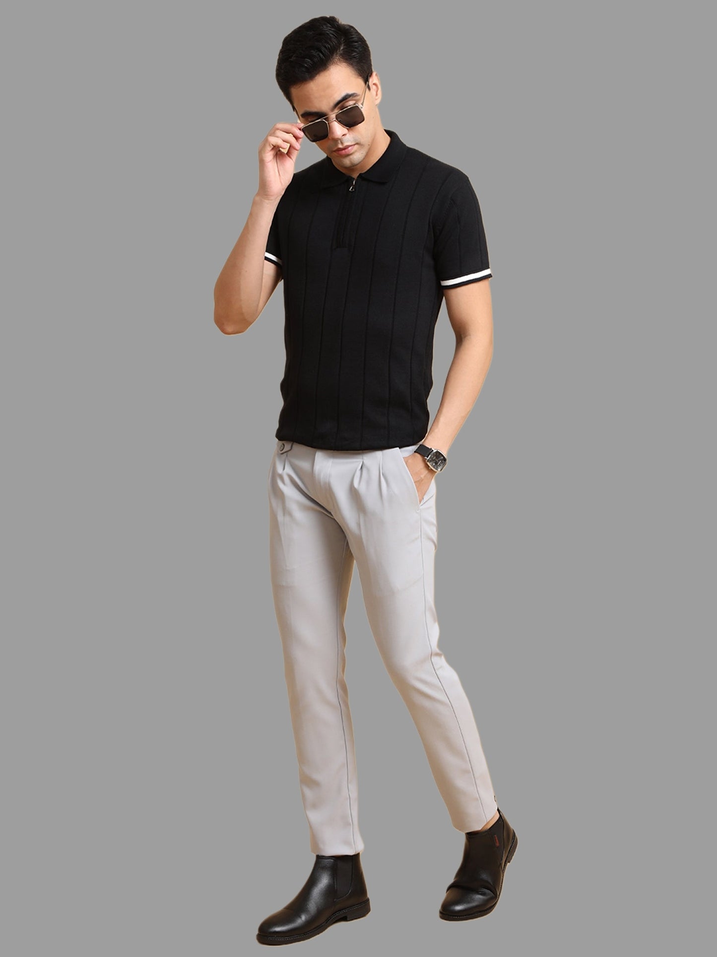 Jack&Jordan Grey Premium Italian Pattern Cotton Gurkha Pant.