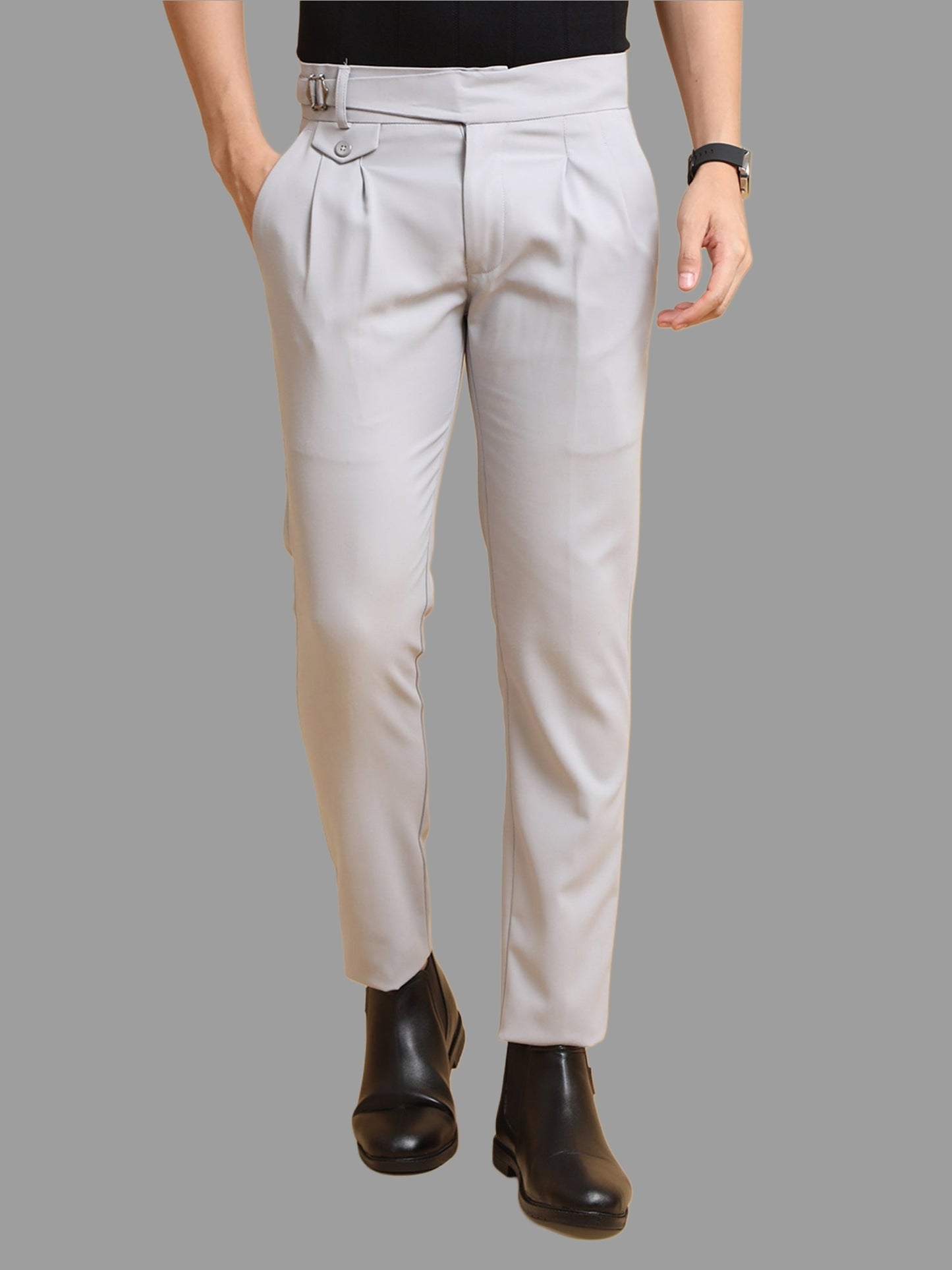 Jack&Jordan Grey Premium Italian Pattern Cotton Gurkha Pant.