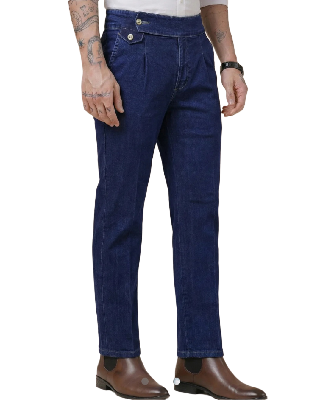 Jack&Jordan  Blue Premium Denim Boot-Cut Italian Pattern Gurkha Pant.
