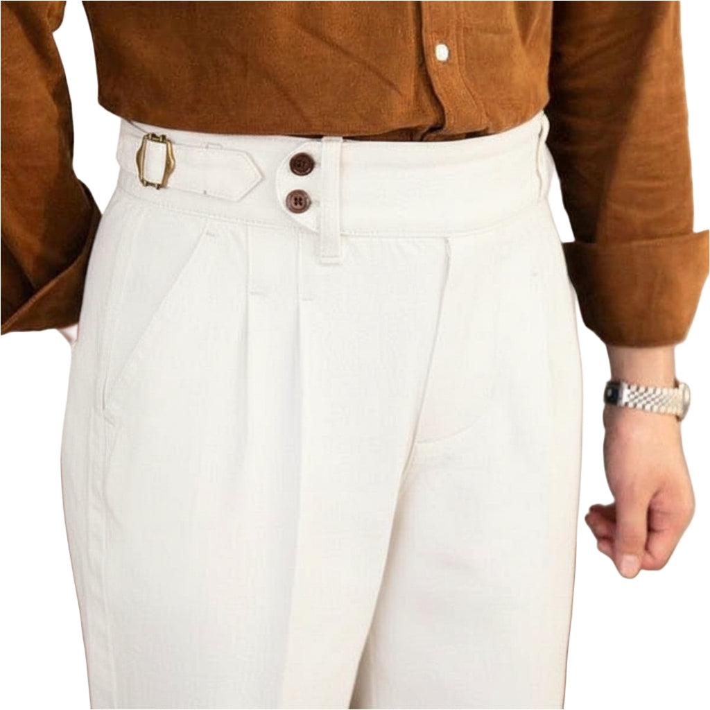 Jack&Jordan White Premium cotton Italian Pattern Gurkha Pant.