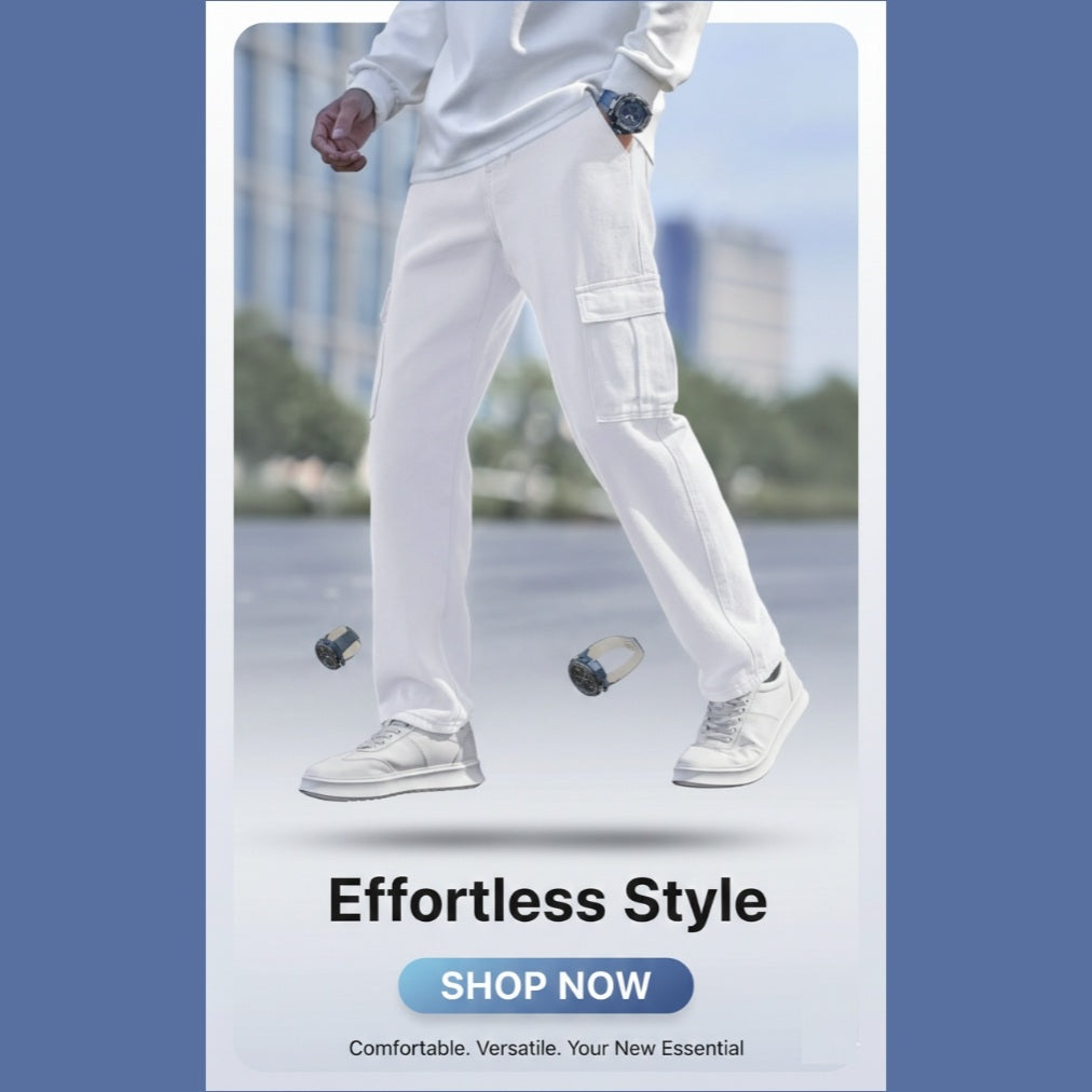 Jack&Jordan white color men cotton denim cargo