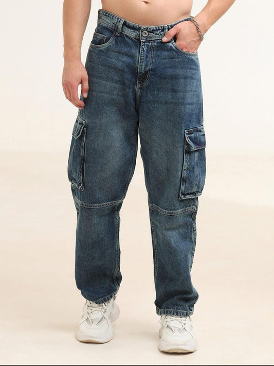 Jack&Jordan carbon base blue denim cargo for men
