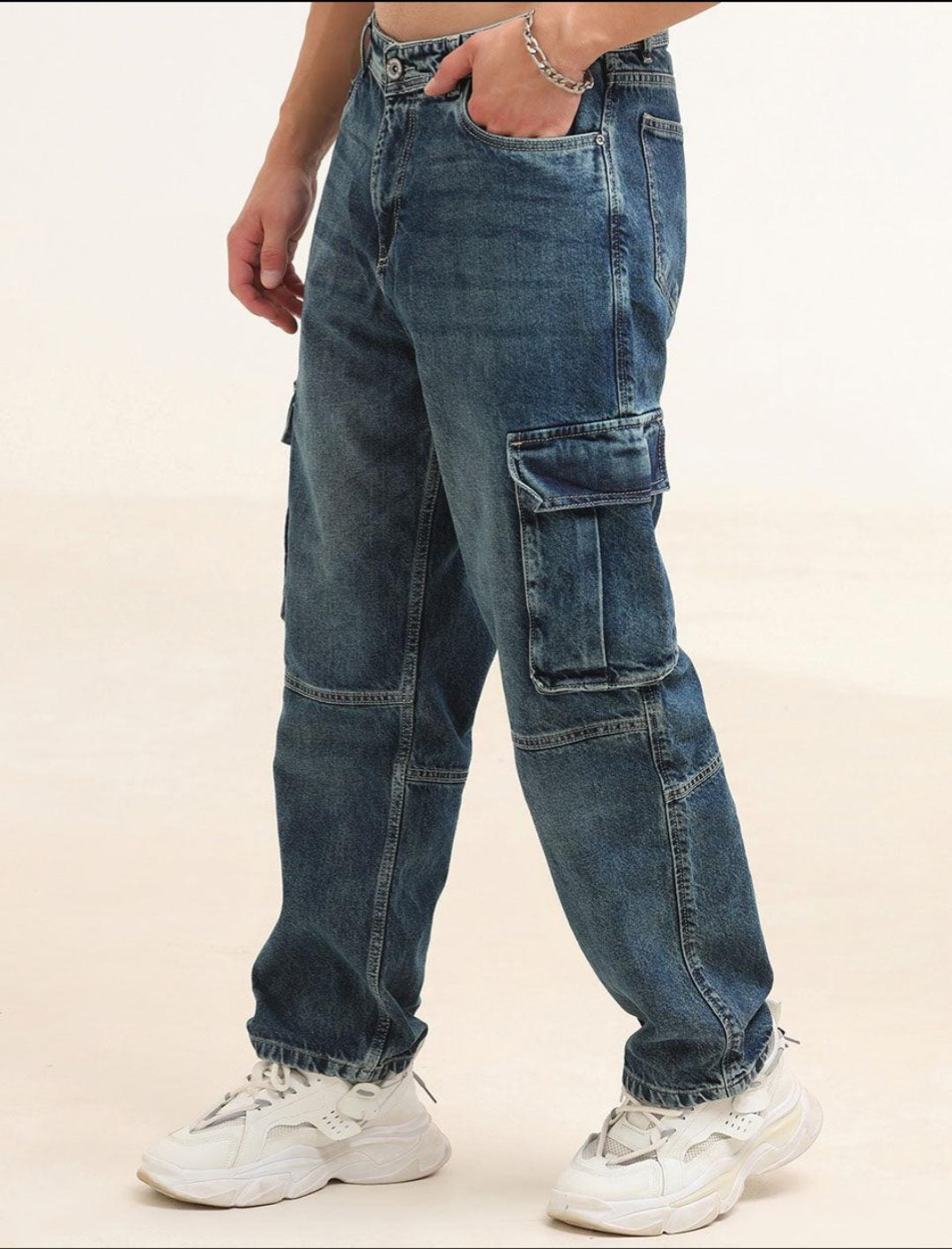 Jack&Jordan carbon base blue denim cargo for men