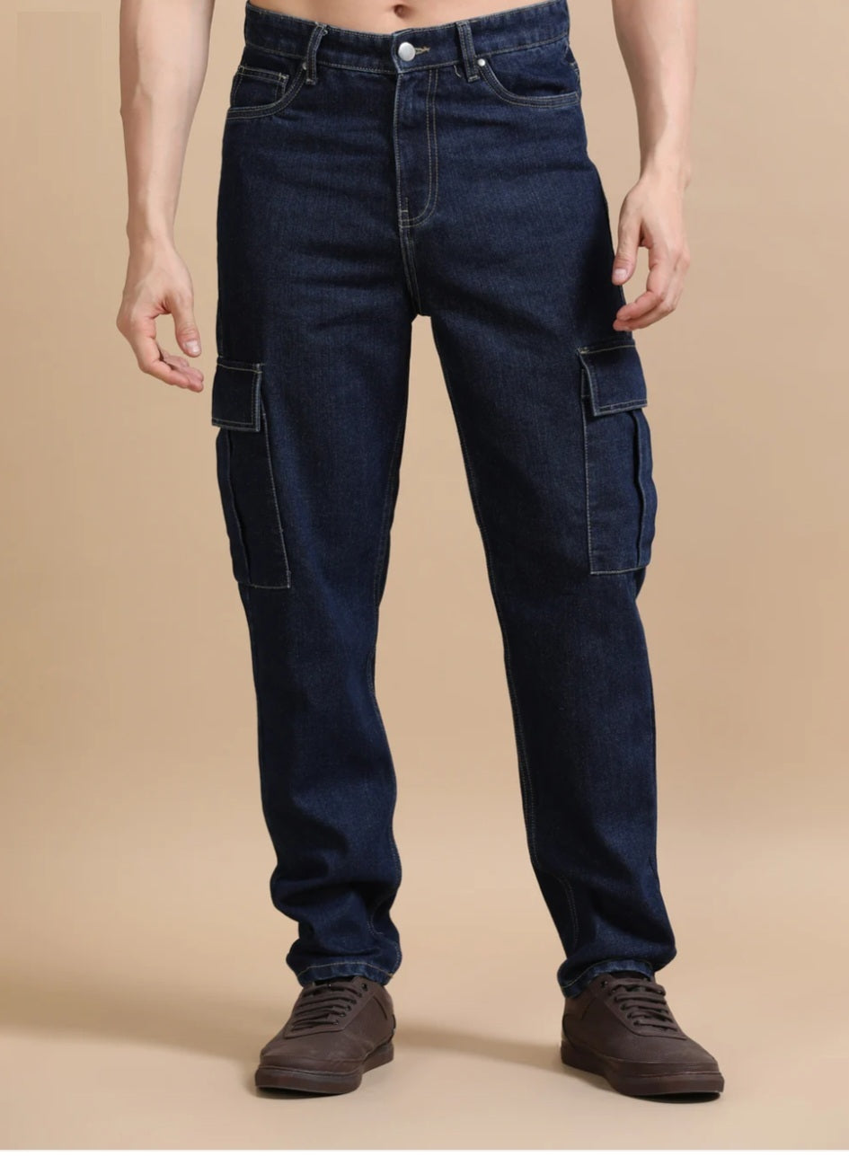 Jack&Jordan dark blue denim cargo for men