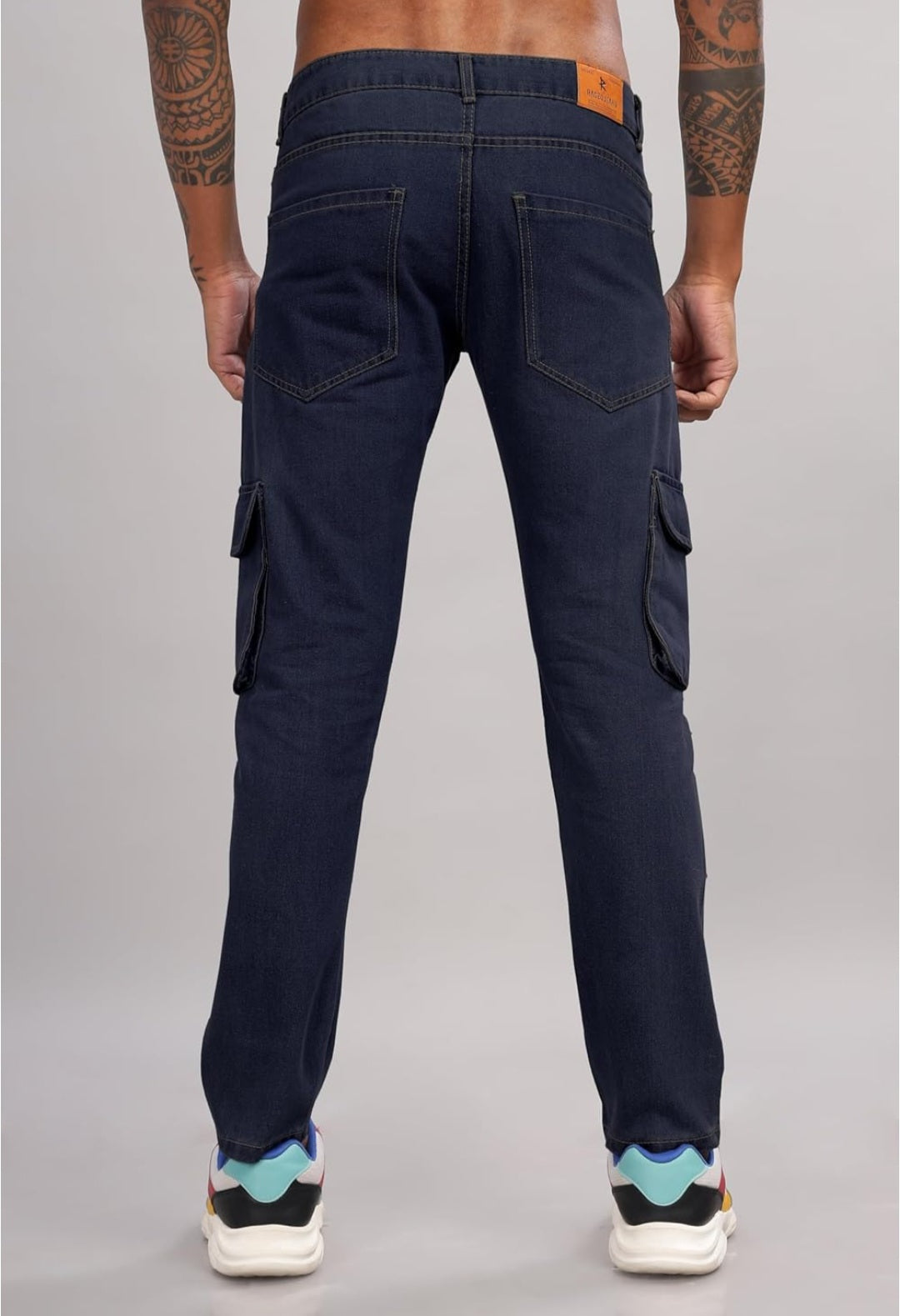 Jack&Jordan dark navy blue stretchable denim cargo for men