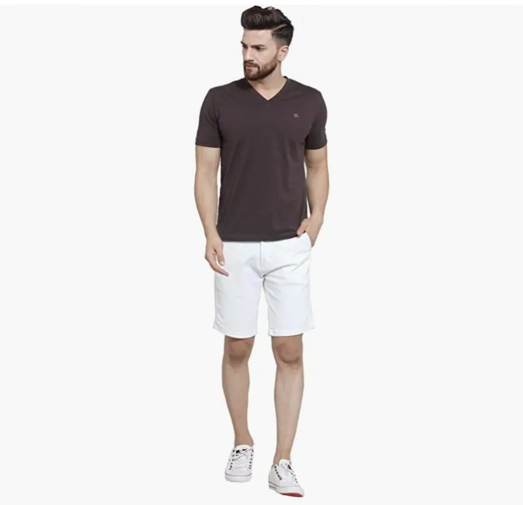 J&J fully stretchable white chino men shorts