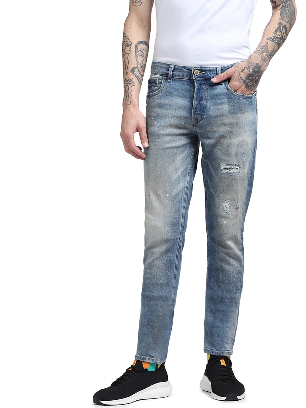 J&J Light fade rubbed blue jeans