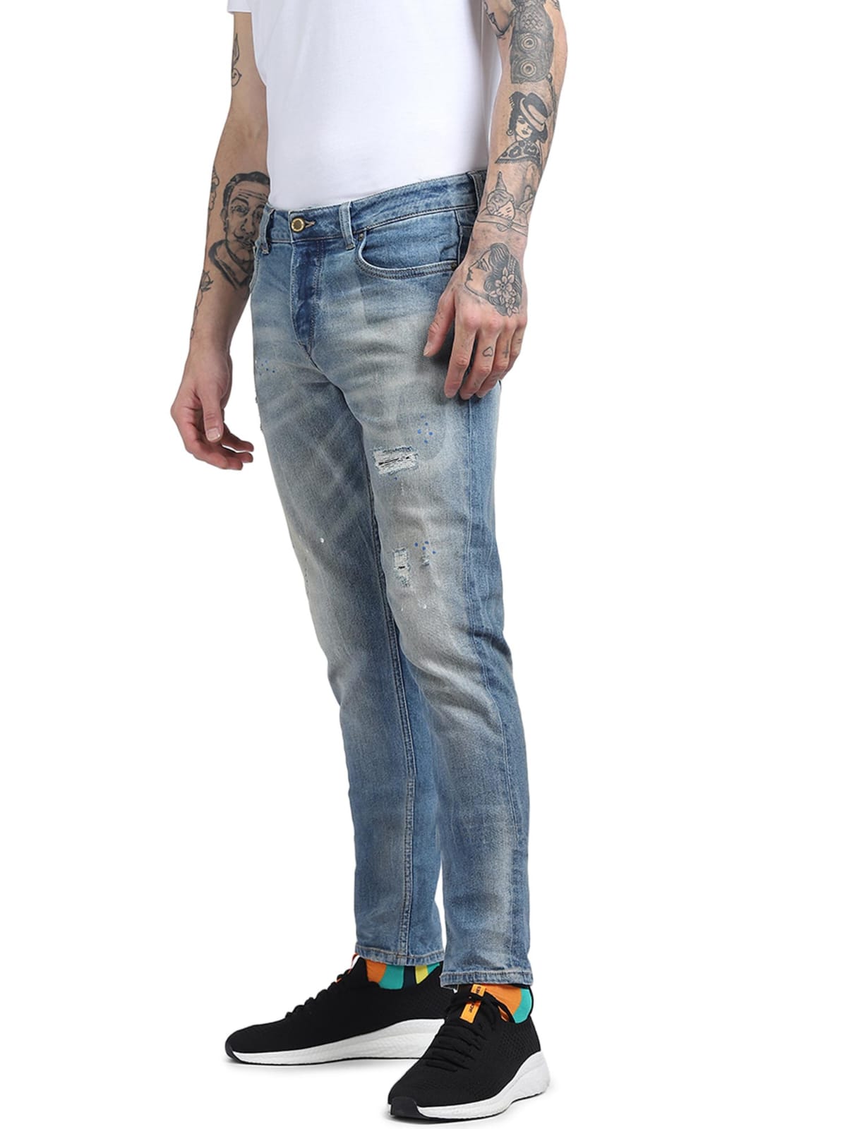 J&J Light fade rubbed blue jeans