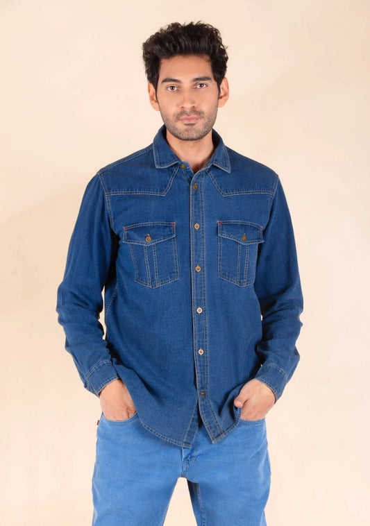 Jack&Jordan dark blue denim shirts