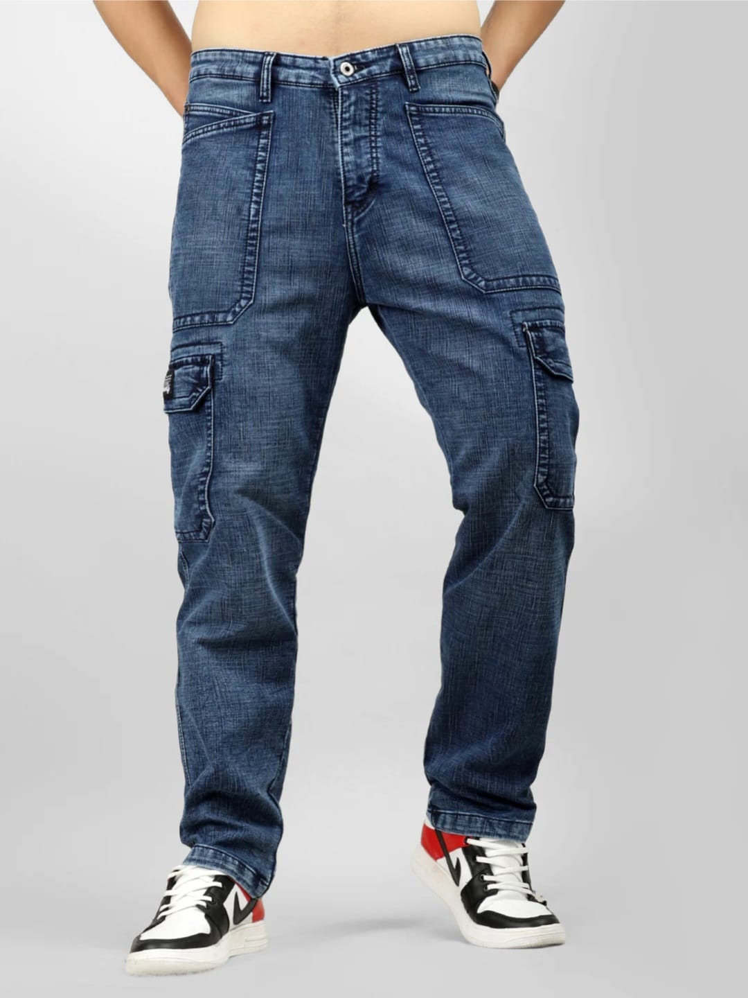 JACK&JORDAN BEST SLUB DENIM BLUE CARGO