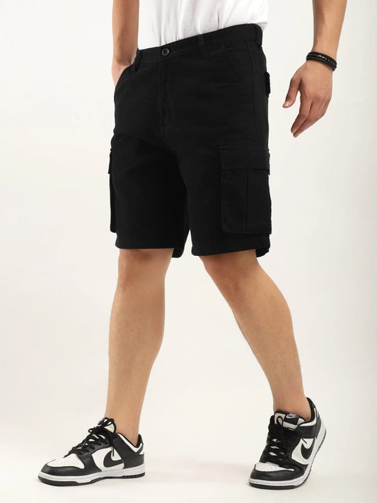 Jack&Jordan best dark Black denim lycra men cargo shorts