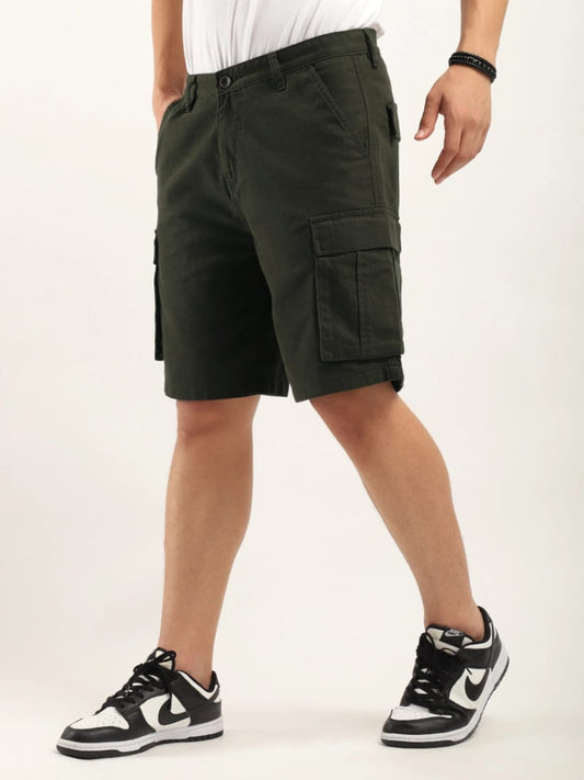 Jack&Jordan best dark green denim lycra men cargo  shorts