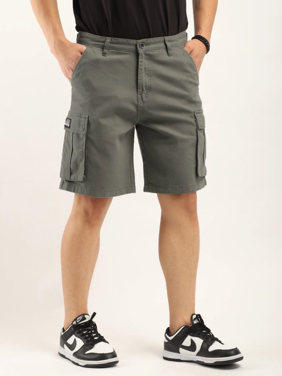 Jack&Jordan best dark DARK GHREY denim lycra men cargo shorts