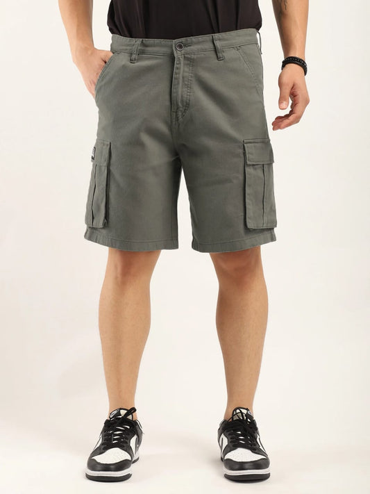 Jack&Jordan best dark DARK GHREY denim lycra men cargo shorts
